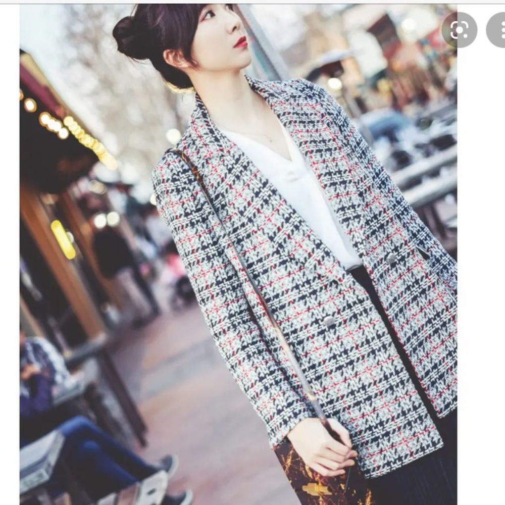 ZARA PLAID TWEED DOUBLE BREASTED BLAZER SIZE XS